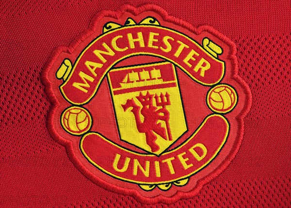 Manchester United badge on a football shirt