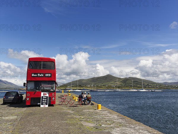 Cafe in a red double-decker bus