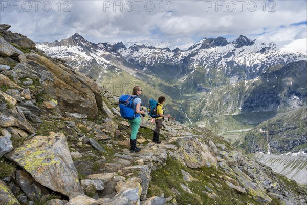 Hiker on marked hiking trail