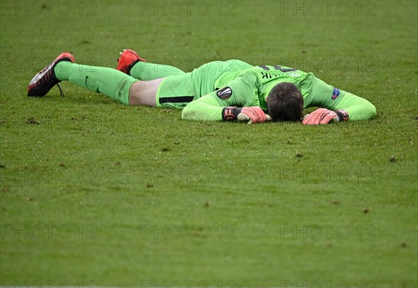 Goalkeeper Lukas Hasalik FC Slovan Liberec disappointed on the ground