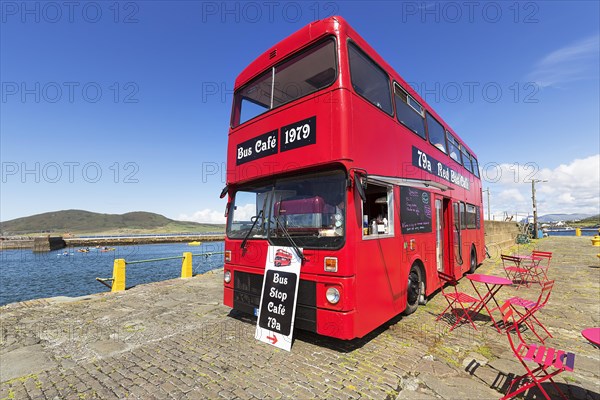 Cafe in a red double-decker bus