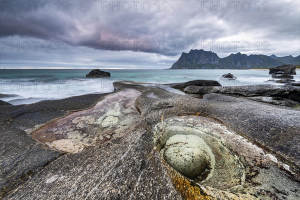 Rocks on the beach of Uttakleiv