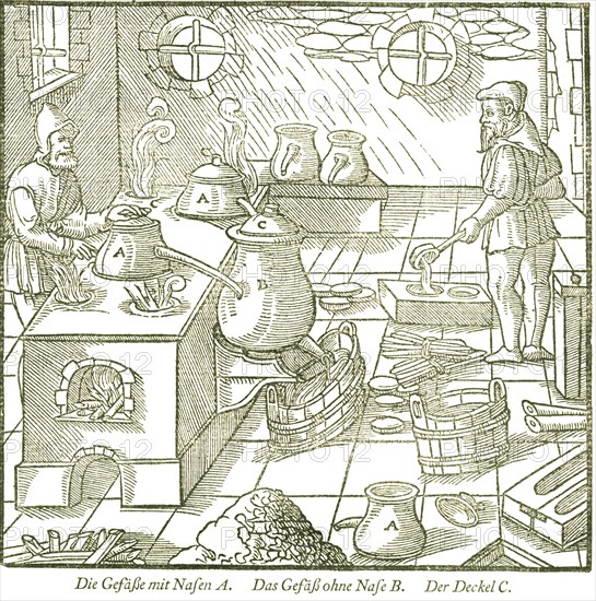 Extraction of sulphur by sublimation from pots with noses