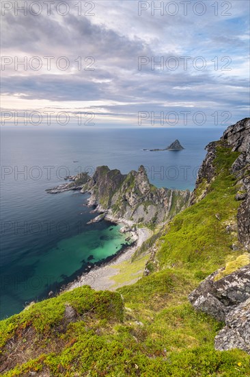 View from Matinden Mountain to rocky coast