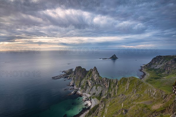 View from Matinden Mountain to rocky coast