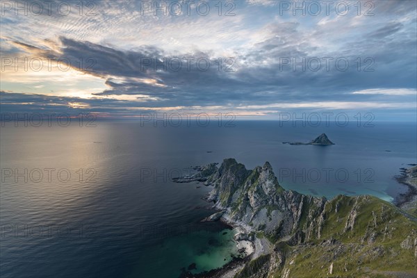 View from Matinden Mountain to rocky coast