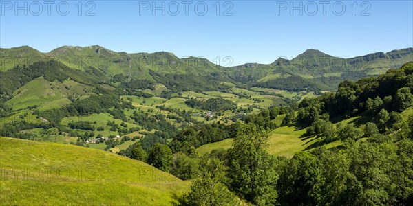 View of the Mandailles valley in the Auvergne volcanoes regional natural park