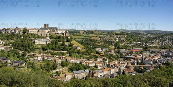 View on the city of Saint Flour and the Saint Pierre cathedral