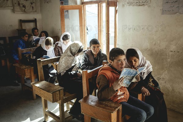 Nine students in classrooms