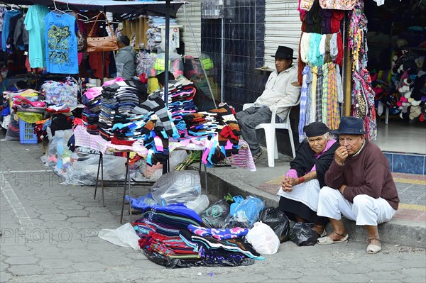 Sale of textiles at the market