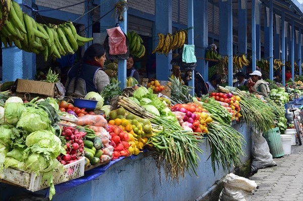 Colorful vegetables and fruits at the market