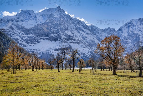 Autumn landscape in Risstal with Spritzkarspitze