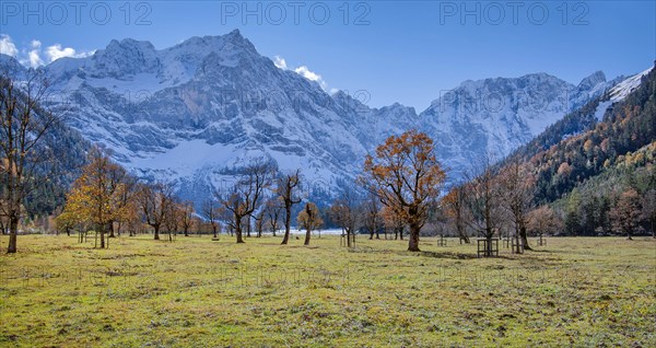 Autumn landscape in Risstal with Spritzkarspitze