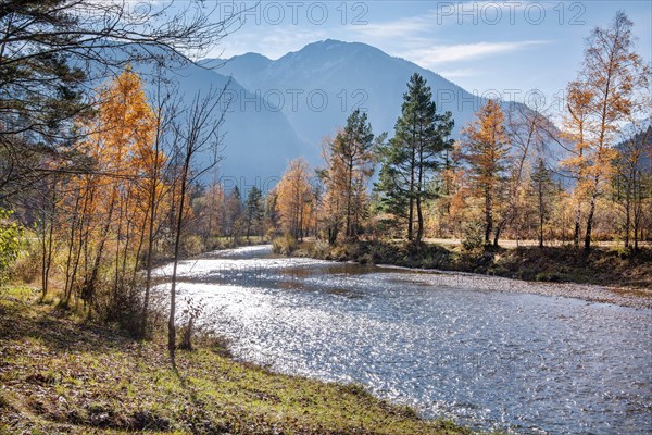 Autumn landscape at the Ammer