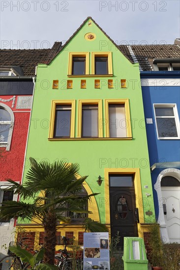 Art Nouveau row of houses with coloured facades