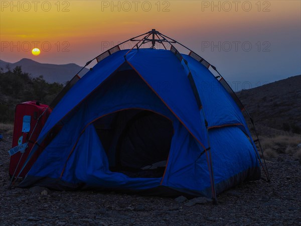 Tent at sunset