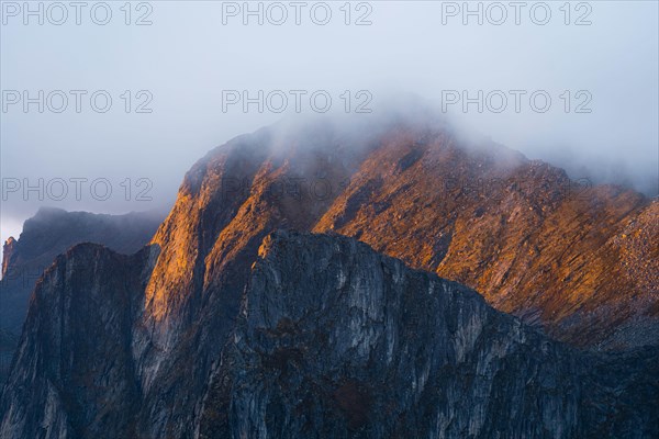 Striking mountains with sunset light