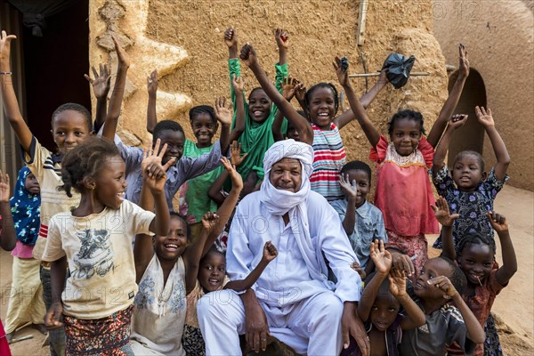 Group of young children cheering