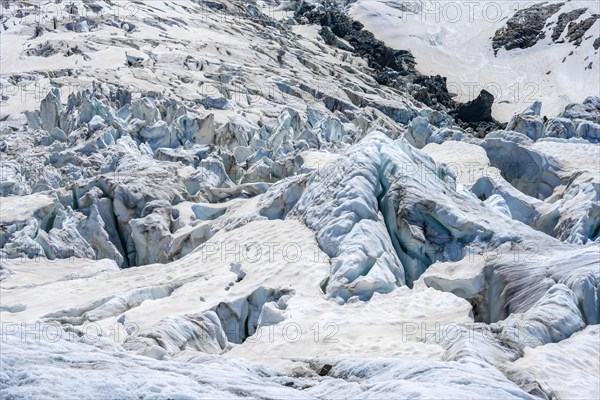 Glacier ice with crevasses