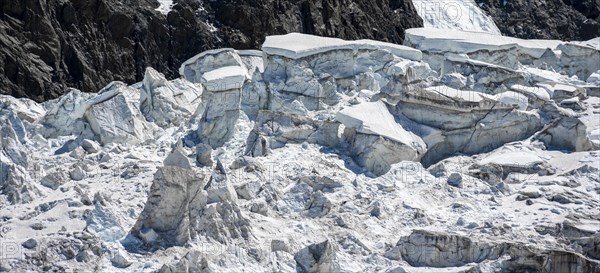 Furrowed glacier ice