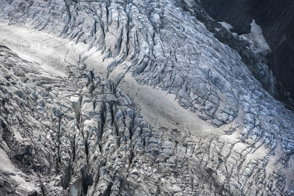 Glacier ice with crevasses