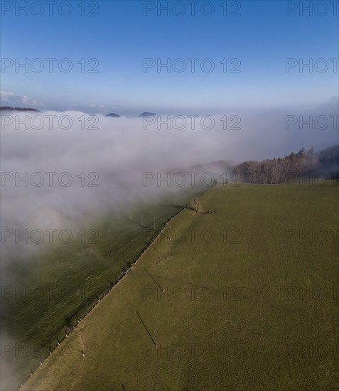 Aerial view Wisner Flue in the fog