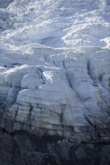 Glacier ice with crevasses