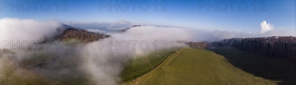 Aerial view Wisner Flue in the fog