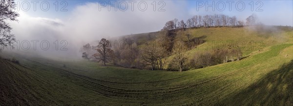 Aerial view Wisner Flue in the fog