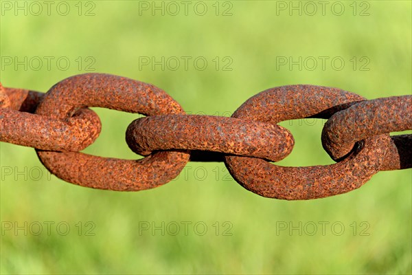 Several rusty chain links