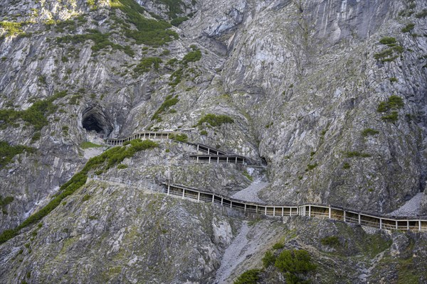 Path through rock gallery to the cave entrance of the Eisriesenwelt