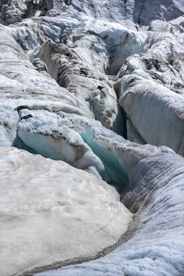 Glacier ice with crevasses