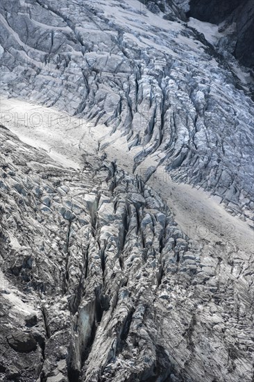 Glacier ice with crevasses