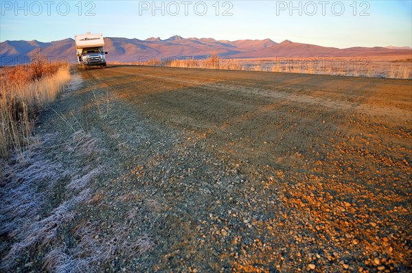 Motorhome on gravel road