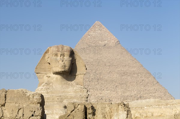 The great Sphinx with the pyramid of Khafre in the background