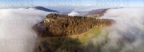 Aerial view Wisner Flue in the fog