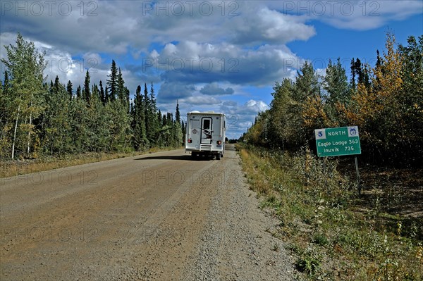 Motorhome on gravel road