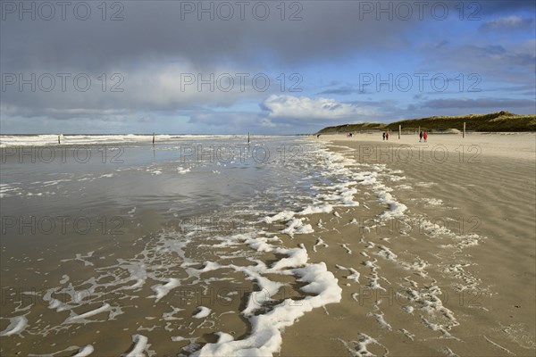 View over the north beach with waves and foam formation