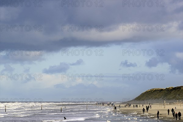 View over the north beach with waves and foam formation