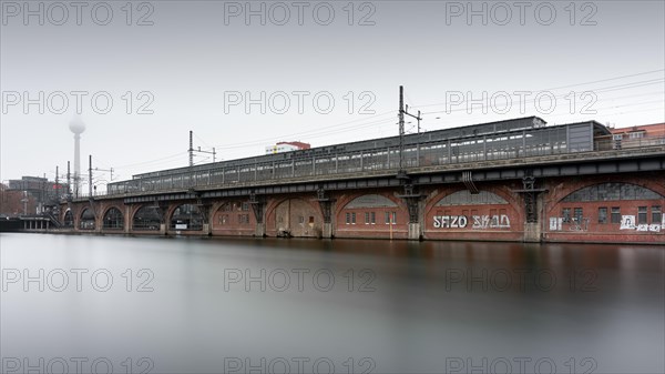 The Jannowitzbruecke S-Bahn station on the Spree in Berlin Mitte