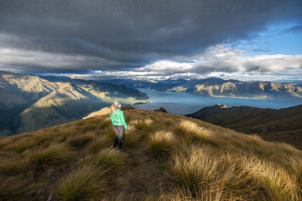 Hiker looks into the distance