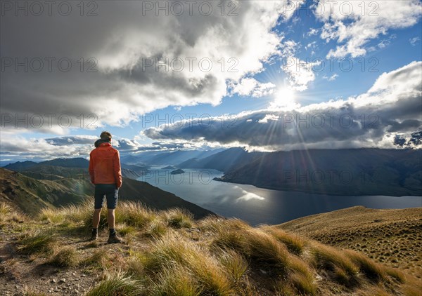 Hiker looks into the distance