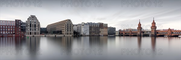 Skyline of Osthafen with Cuvry-Campus and Oberbaum Bridge