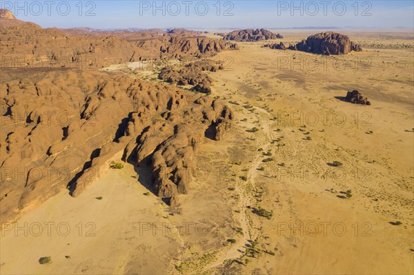 Aerial of the Unesco world heritage sight Ennedi plateau