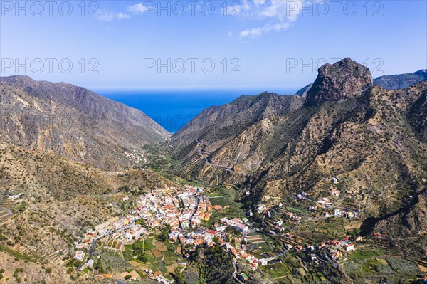 Village Vallehermoso and mountain Roque Cano