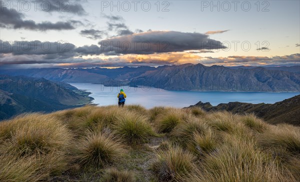 Hiker looks into the distance