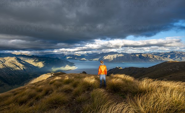 Hiker looks into the distance