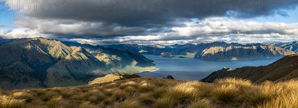View of Lake Hawea in the evening light