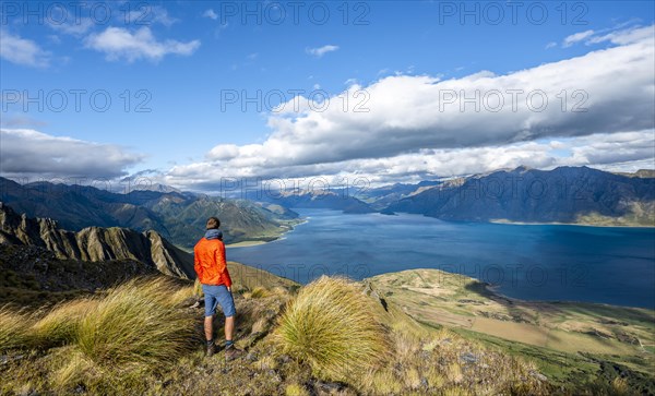 Hiker looks into the distance