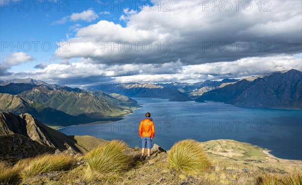 Hiker looks into the distance